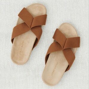 New Jenni Kayne Tan Cotton Crossover Leather Sandals size 41